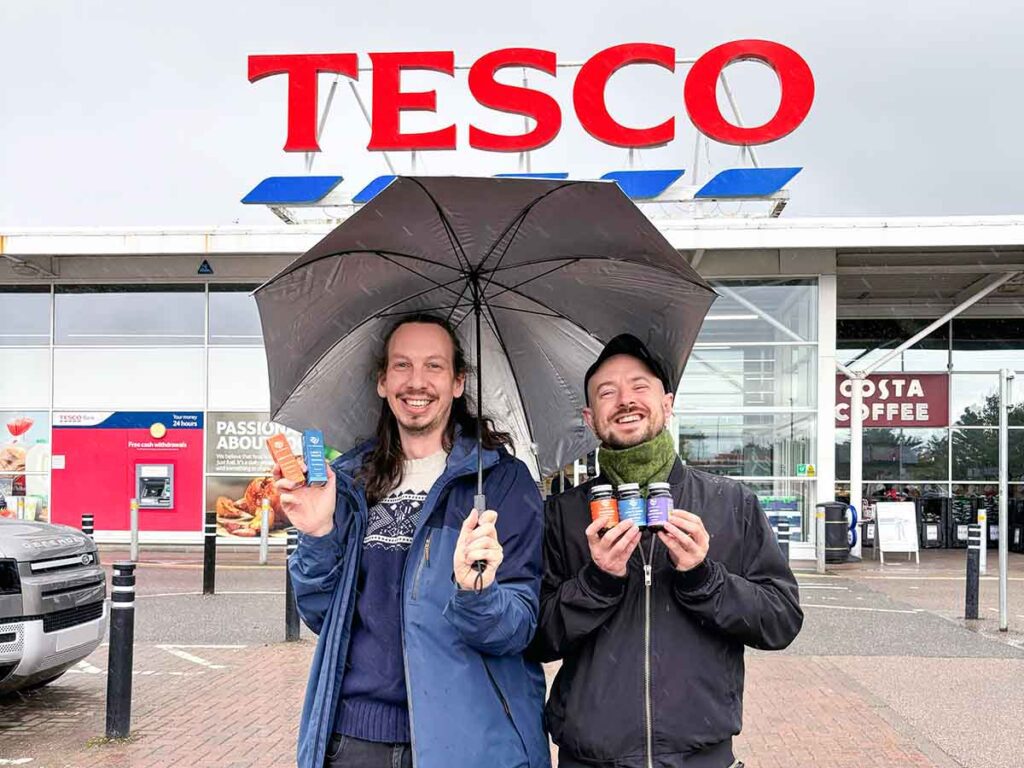 Co Founders of Love Mushrooms in front of Tesco